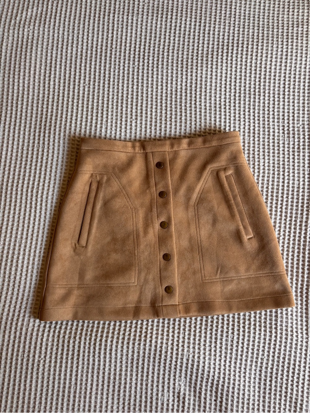 HYFVE Tan Button-Front Mini Skirt